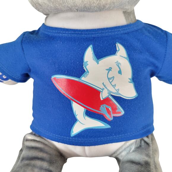 Build A Bear Shark Plush Stuffed Animal 16 Inch With Blue Surfboard Shirt 2018 - Picture 9 of 13